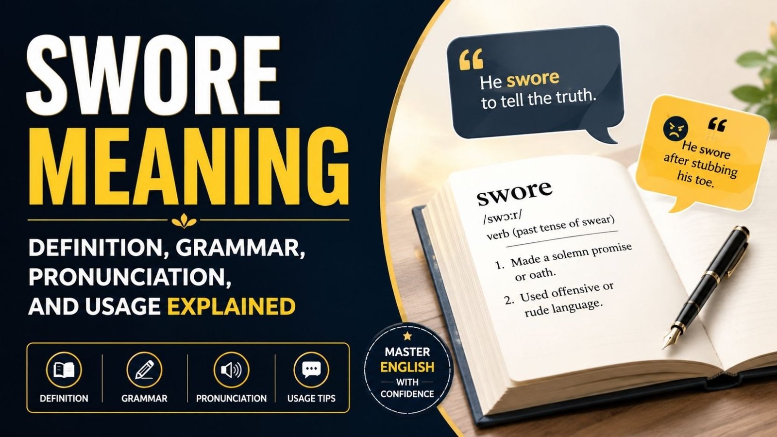 Swore Meaning: Definition, Grammar, Pronunciation, and Usage Explained
